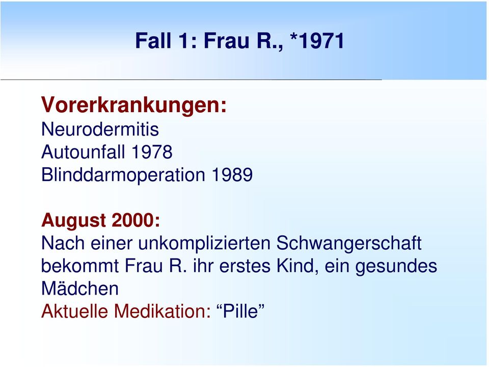 Blinddarmoperation 1989 August 2000: Nach einer