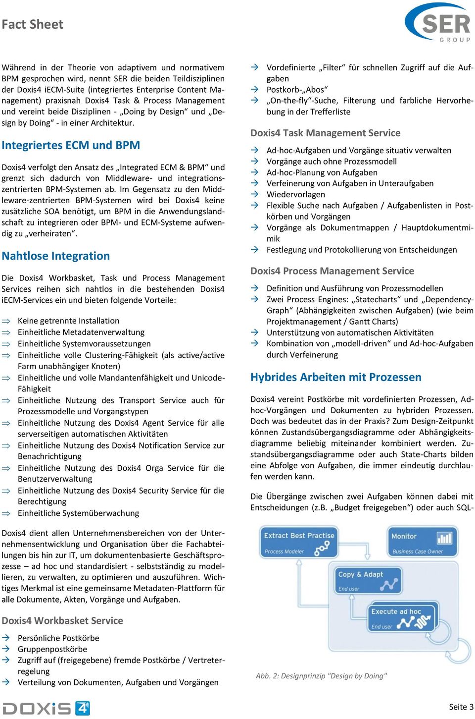 Integriertes ECM und BPM Doxis4 verfolgt den Ansatz des Integrated ECM & BPM und grenzt sich dadurch von Middleware- und integrationszentrierten BPM-Systemen ab.