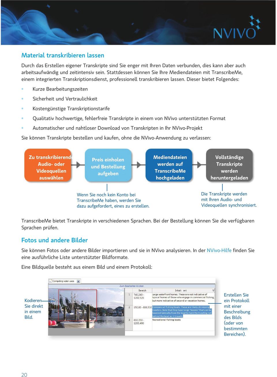 Dieser bietet Folgendes: Kurze Bearbeitungszeiten Sicherheit und Vertraulichkeit Kostengünstige Transkriptionstarife Qualitativ hochwertige, fehlerfreie Transkripte in einem von NVivo unterstützten