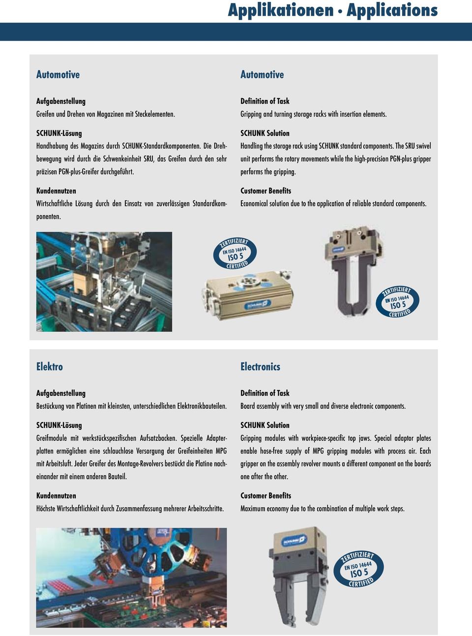 Gripping and turning storage racks with insertion elements. Handling the storage rack using SCHUNK standard components.