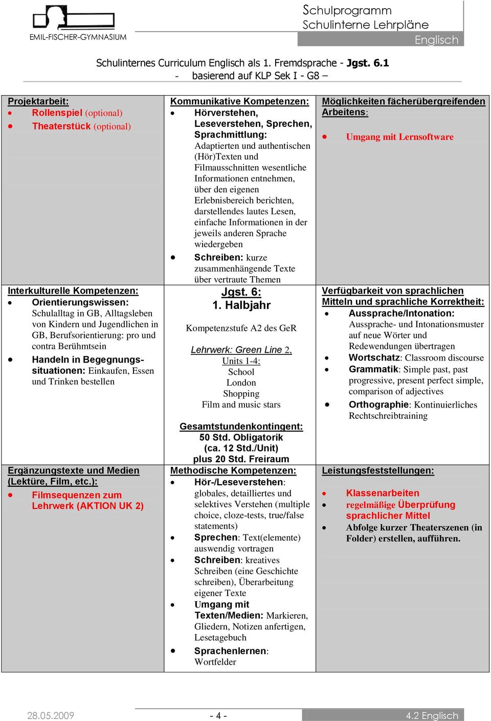 Begegnungssituationen: Einkaufen, Essen und Trinken bestellen Filmsequenzen zum Lehrwerk (AKTION UK 2) Hörverstehen, Leseverstehen, Sprechen, Sprachmittlung: Adaptierten und authentischen (Hör)Texten