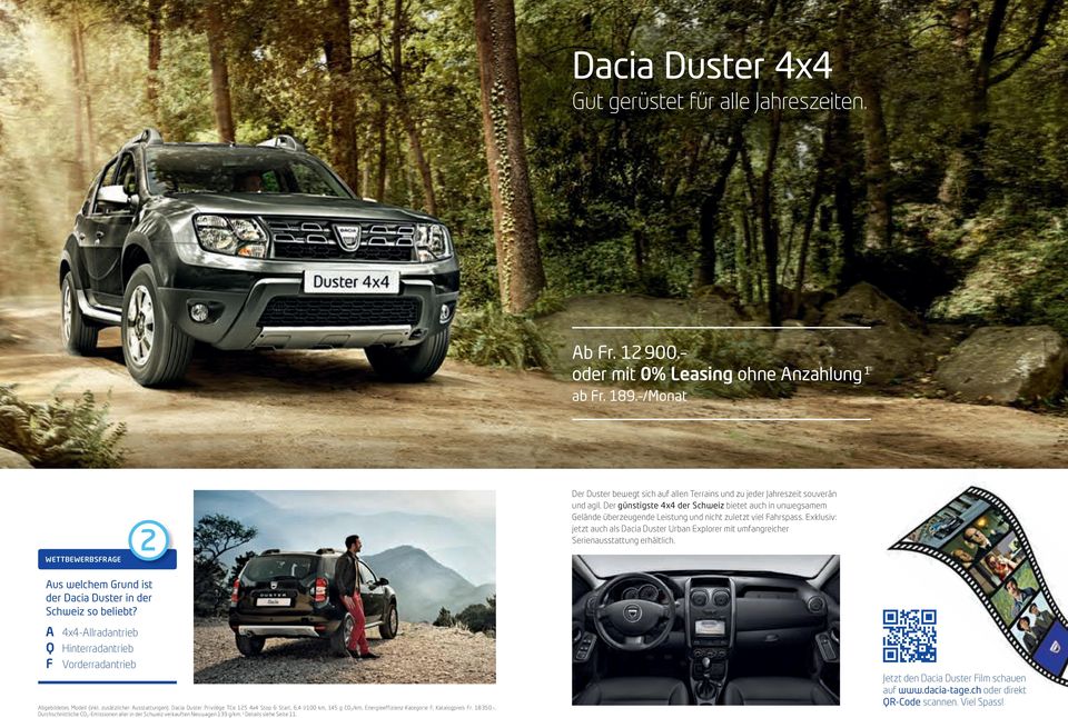 Exklusiv: jetzt auch als Dacia Duster Urban Explorer mit umfangreicher Serienausstattung erhältlich. Aus welchem Grund ist der Dacia Duster in der Schweiz so beliebt?