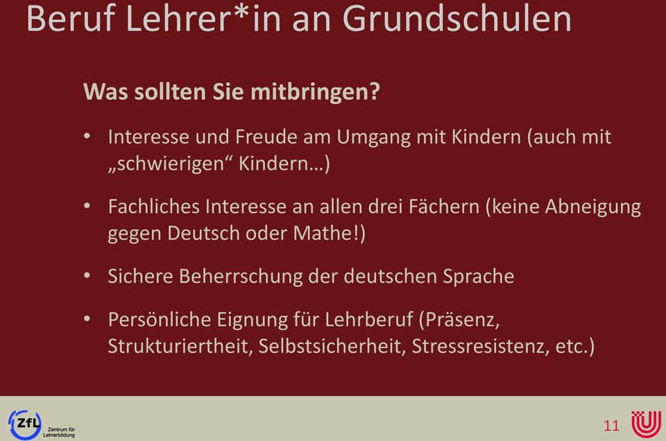 Interesse an allen drei Fächern (keine Abneigung gegen Deutsch oder Mathe!