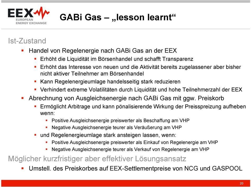 Teilnehmerzahl der EEX Abrechnung von Ausgleichsenergie nach GABi Gas mit ggw.