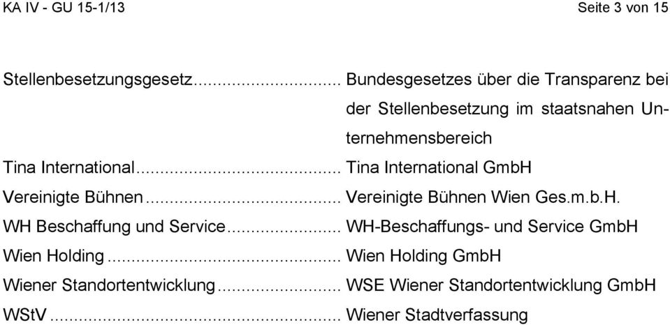 International... Tina International GmbH Vereinigte Bühnen... Vereinigte Bühnen Wien Ges.m.b.H. WH Beschaffung und Service.