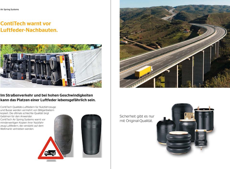 ContiTech Qualitäts-Luftfedern für Nutzfahrzeuge und Busse werden vermehrt von Billiganbietern kopiert.