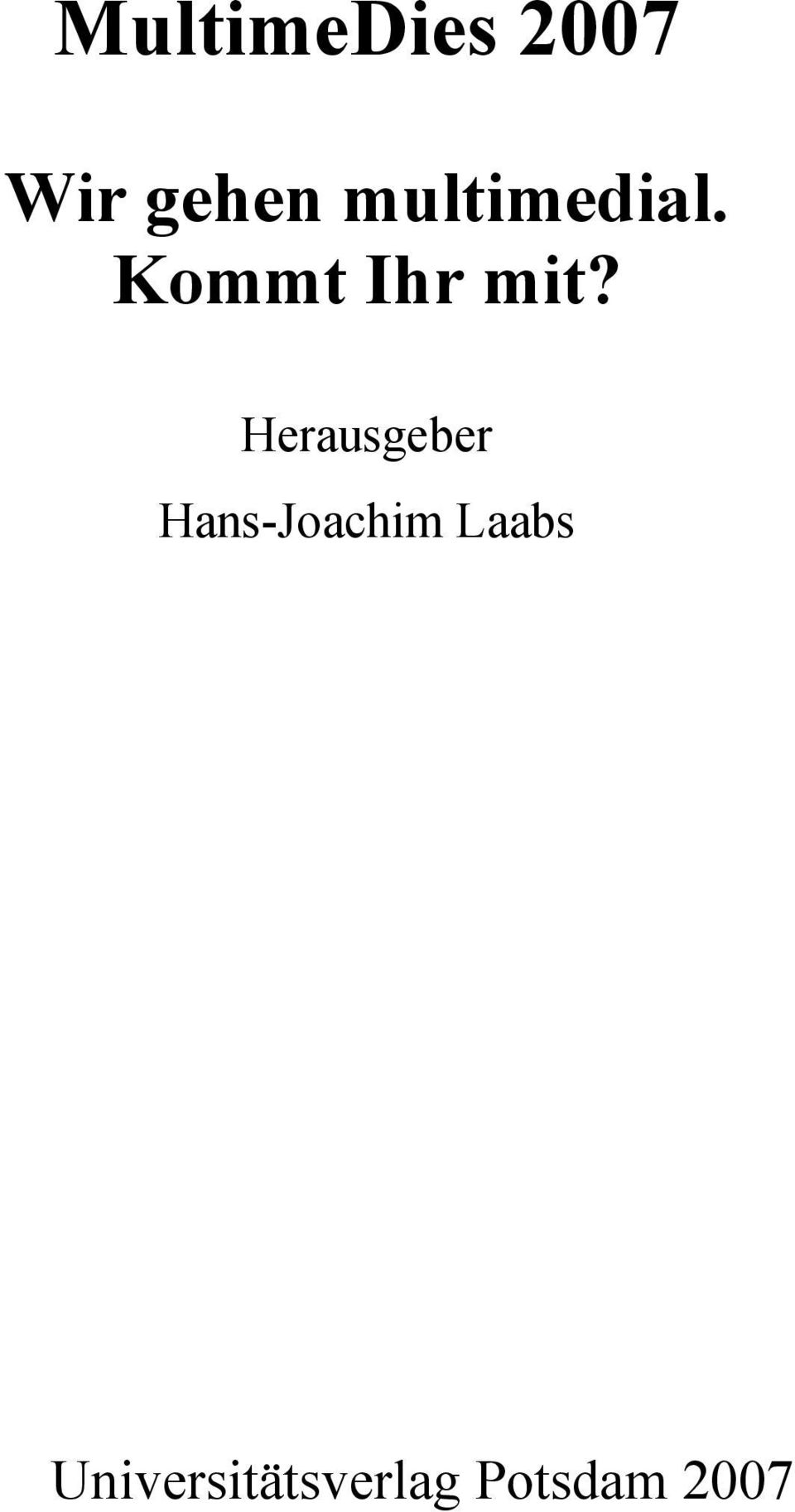 Herausgeber Hans-Joachim