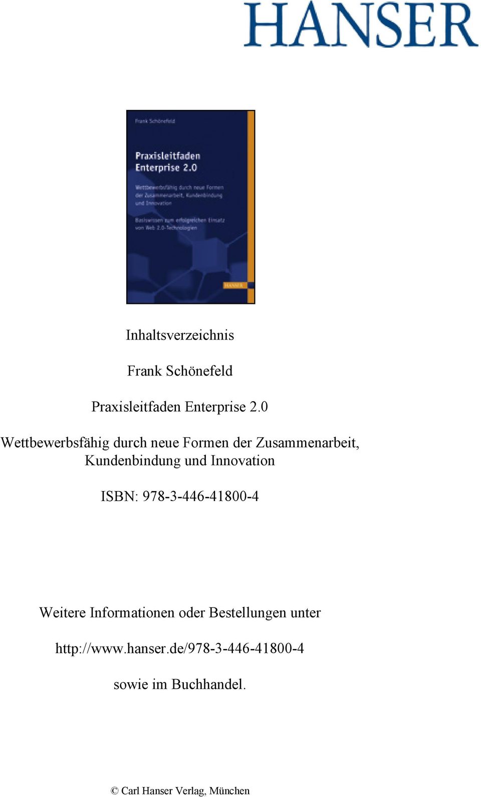 Innovation ISBN: 978-3-446-41800-4 Weitere Informationen oder Bestellungen