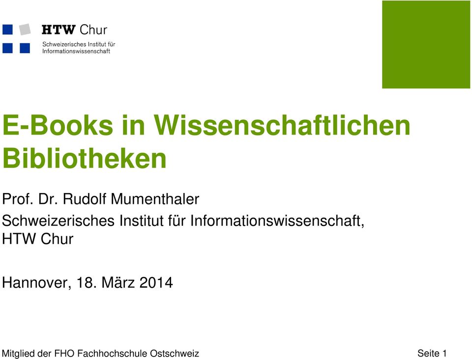 Informationswissenschaft, HTW Chur Hannover, 18.