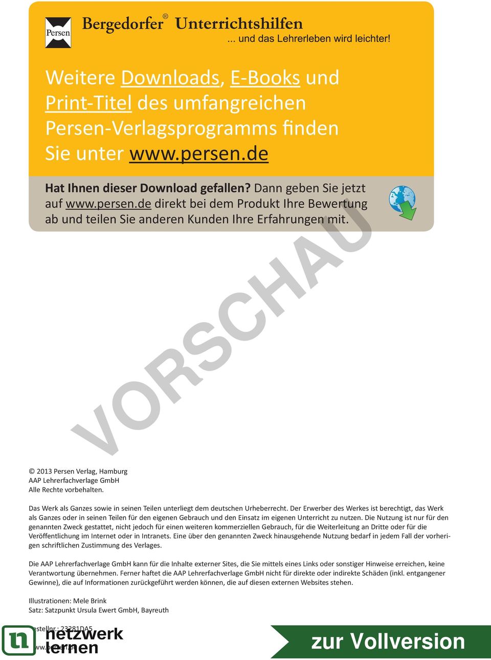2013 Persen Verlag, Hamburg AAP Lehrerfachverlage GmbH Alle Rechte vorbehalten. Das Werk als Ganzes sowie in seinen Teilen unterliegt dem deutschen Urheberrecht.