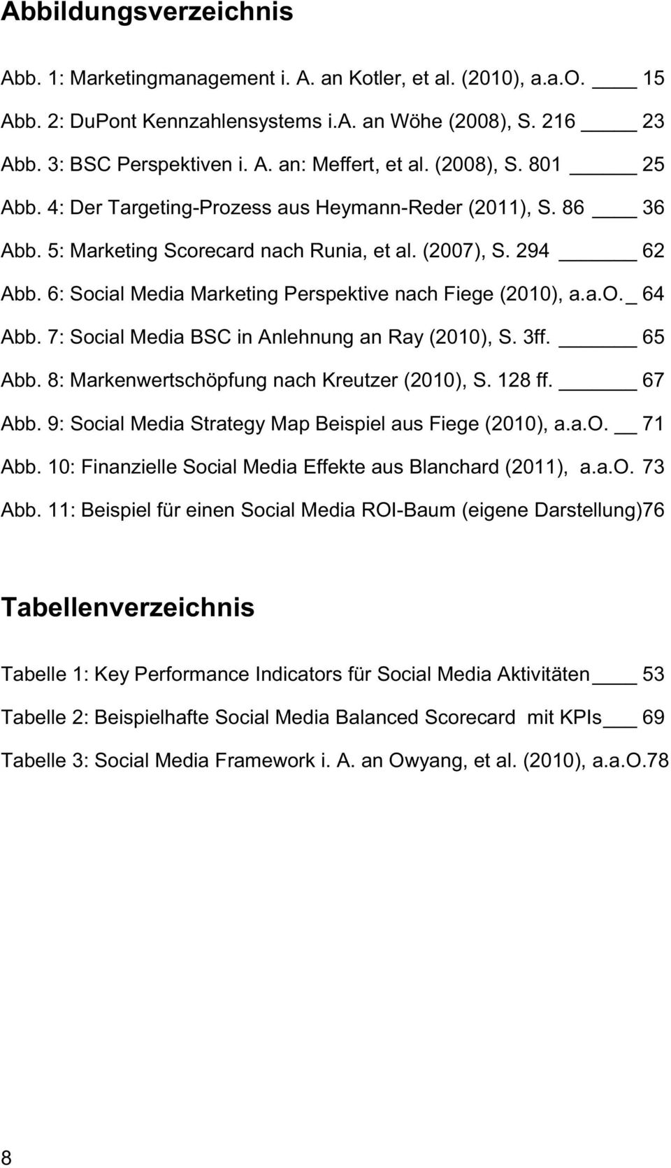 6: Social Media Marketing Perspektive nach Fiege (2010), a.a.o._ 64 Abb. 7: Social Media BSC in Anlehnung an Ray (2010), S. 3ff. 65 Abb. 8: Markenwertschöpfung nach Kreutzer (2010), S. 128 ff. 67 Abb.