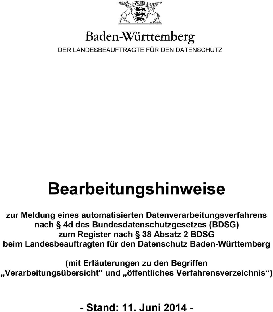 Absatz 2 BDSG beim Landesbeauftragten für den Datenschutz Baden-Württemberg (mit Erläuterungen zu