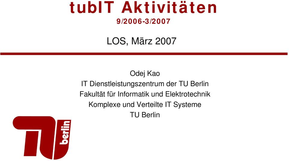TU Berlin Fakultät für Informatik und