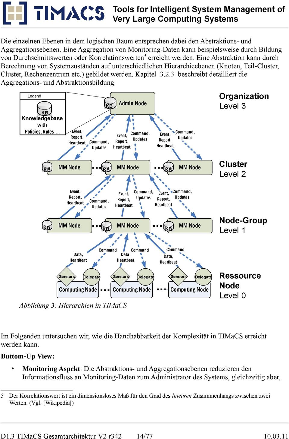 Eine Abstraktion kann durch Berechnung von Systemzuständen auf unterschiedlichen Hierarchieebenen (Knoten, Teil-Cluster, Cluster, Rechenzentrum etc.) gebildet werden. Kapitel 3.2.