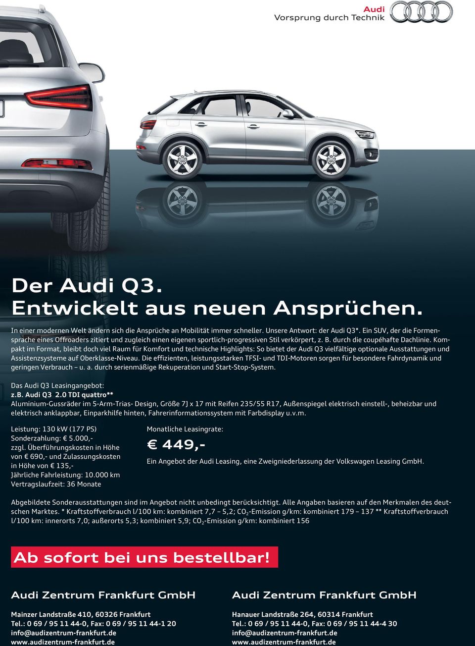 Kompakt im Format, bleibt doch viel Raum für Komfort und technische Highlights: So bietet der Audi Q3 vielfältige optionale Ausstattungen und Assistenzsysteme auf Oberklasse-Niveau.
