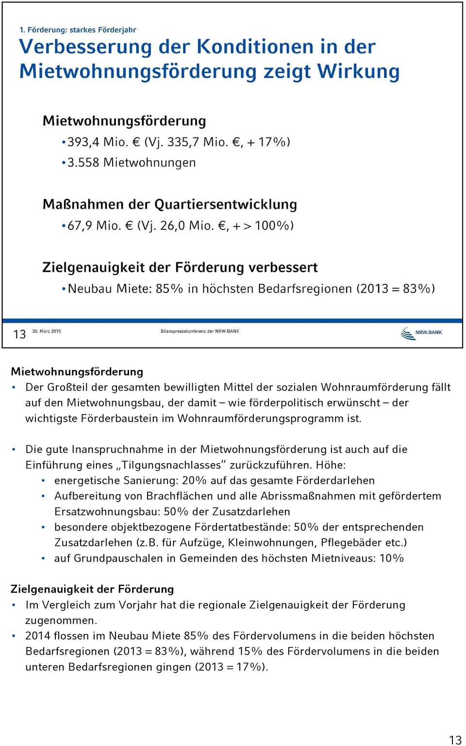 Höhe: energetische Sanierung: 20% auf das gesamte Förderdarlehen Aufbereitung von Brachflächen und alle Abrissmaßnahmen mit gefördertem Ersatzwohnungsbau: 50% der Zusatzdarlehen besondere