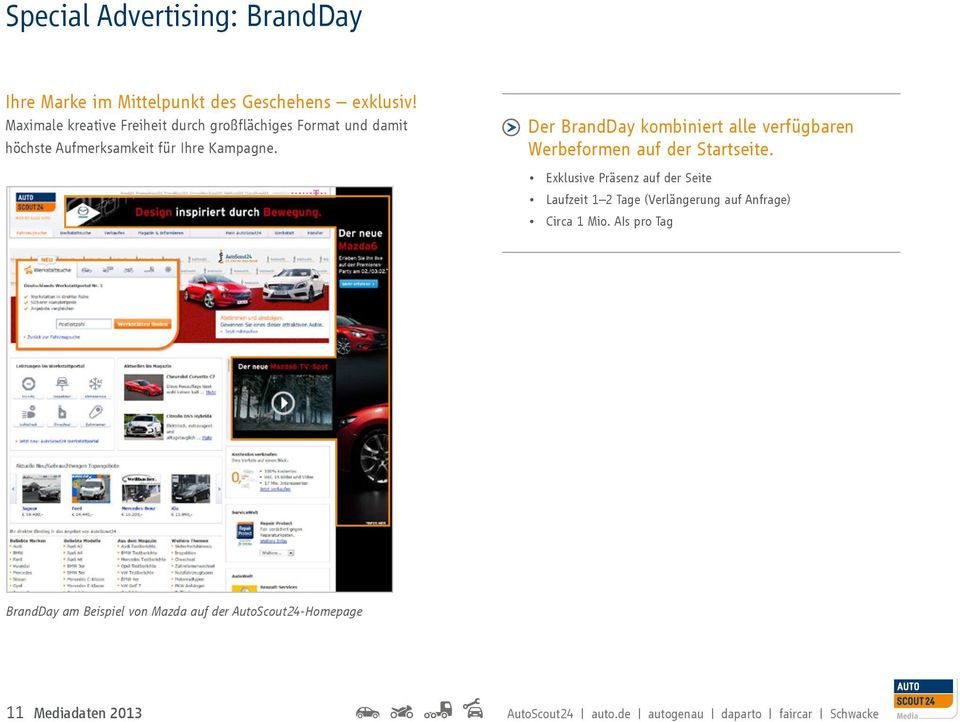 Der BrandDay kombiniert alle verfügbaren Werbeformen auf der Startseite.