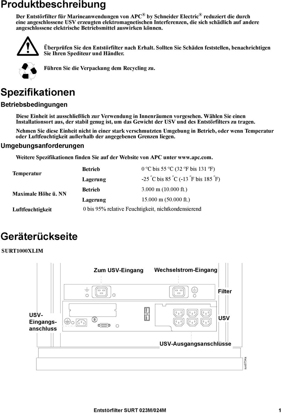 Führen Sie die Verpackung dem Recycling zu. Spezifikationen Betriebsbedingungen Diese Einheit ist ausschließlich zur Verwendung in Innenräumen vorgesehen.