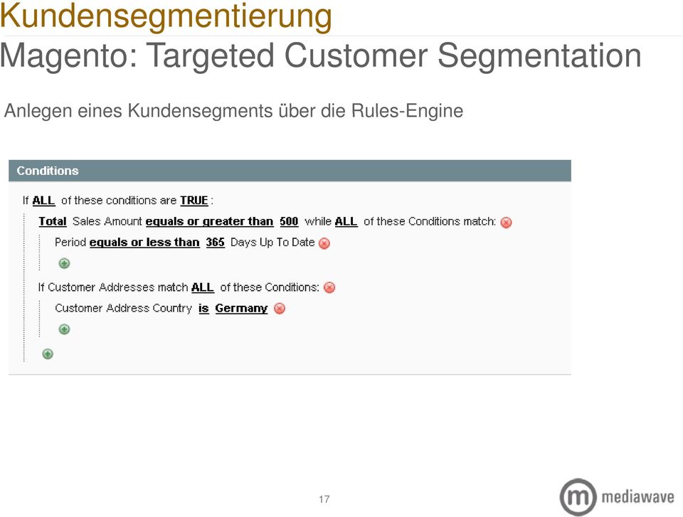 Segmentation Anlegen eines