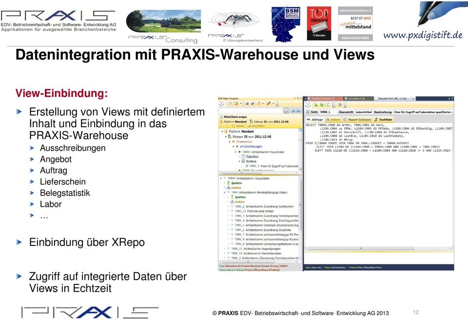 PRAXIS-Warehouse Ausschreibungen Angebot Auftrag Lieferschein