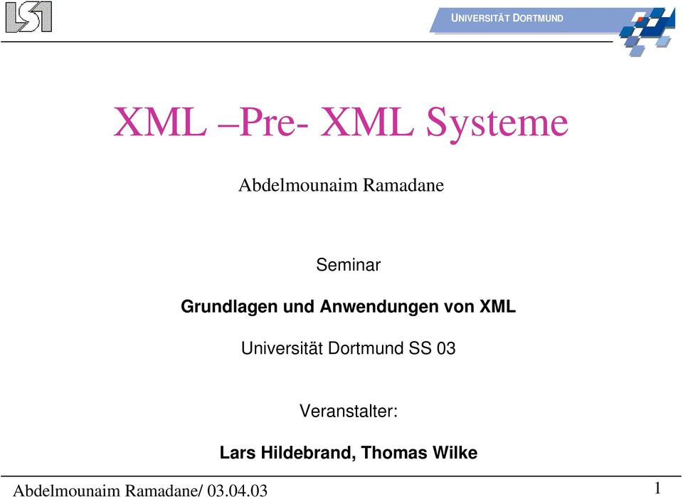 Anwendungen von XML Universität