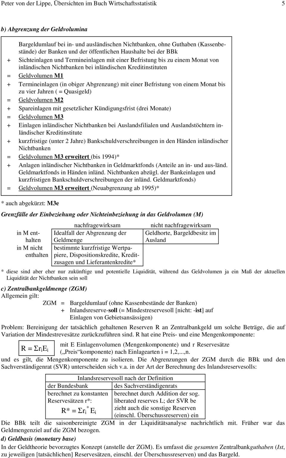 Termineinlagen (in obiger Abgrenzung) mit einer Befristung von einem Monat bis zu vier Jahren ( = Quasigeld) = Geldvolumen M2 + Spareinlagen mit gesetzlicher Kündigungsfrist (drei Monate) =