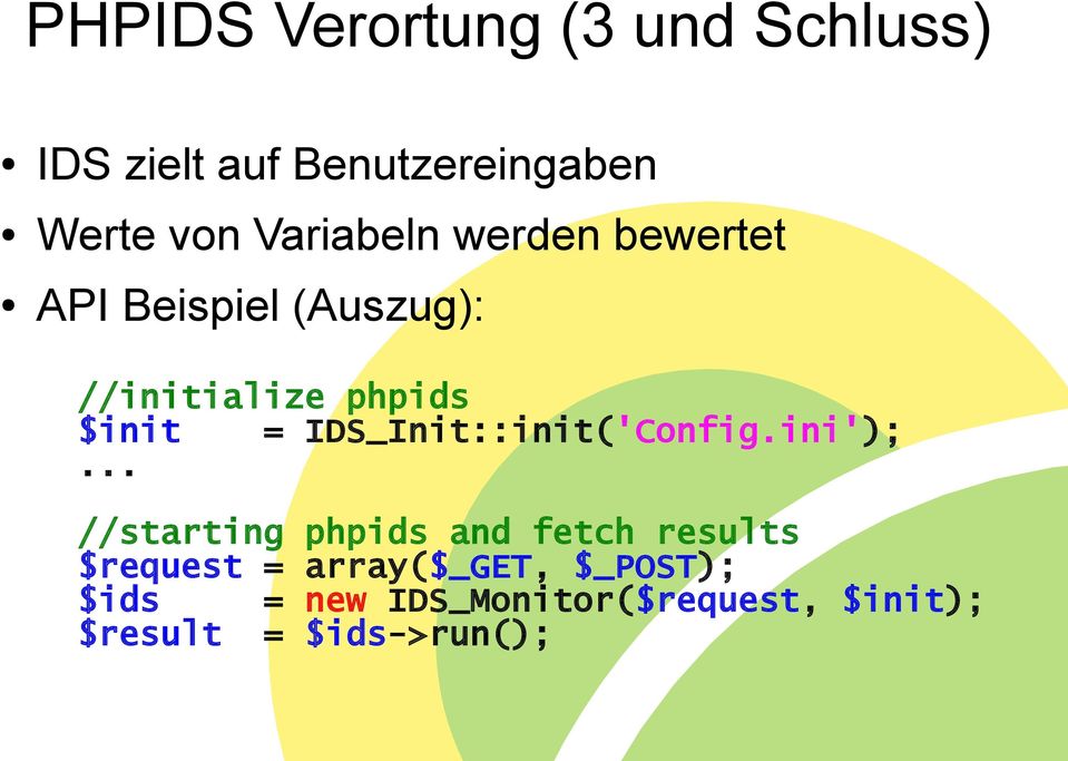 IDS_Init::init('Config.ini');.