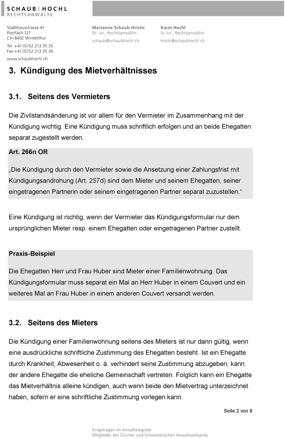 266n OR Die Kündigung durch den Vermieter sowie die Ansetzung einer Zahlungsfrist mit Kündigungsandrohung (Art.