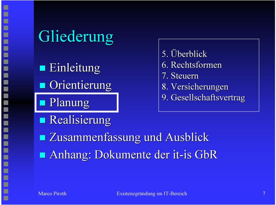 Ausblick Anhang: Dokumente der it-is is GbR 8.