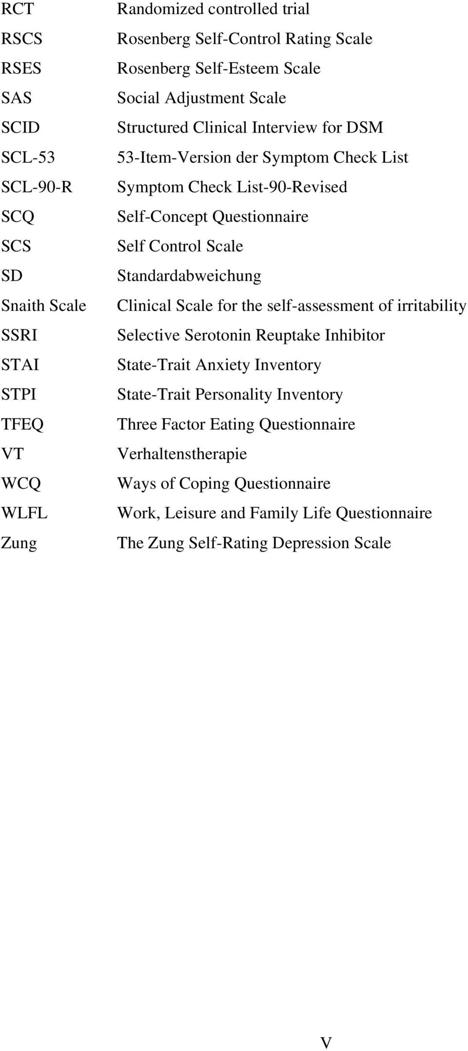 Self Control Scale Standardabweichung Clinical Scale for the self-assessment of irritability Selective Serotonin Reuptake Inhibitor State-Trait Anxiety Inventory State-Trait