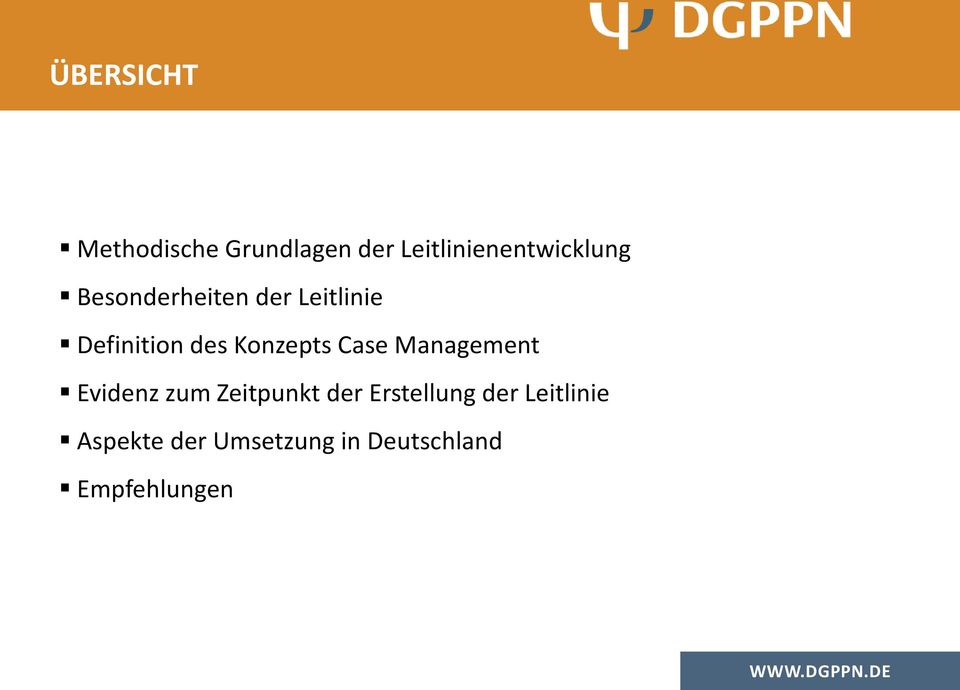 Definition des Konzepts Case Management Evidenz zum