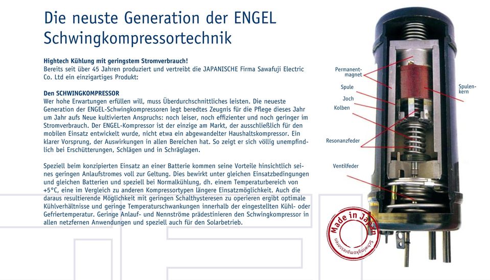Die neueste Generation der ENGEL-Schwingkompressoren legt beredtes Zeugnis für die Pflege dieses Jahr um Jahr aufs Neue kultivierten Anspruchs: noch leiser, noch effizienter und noch geringer im