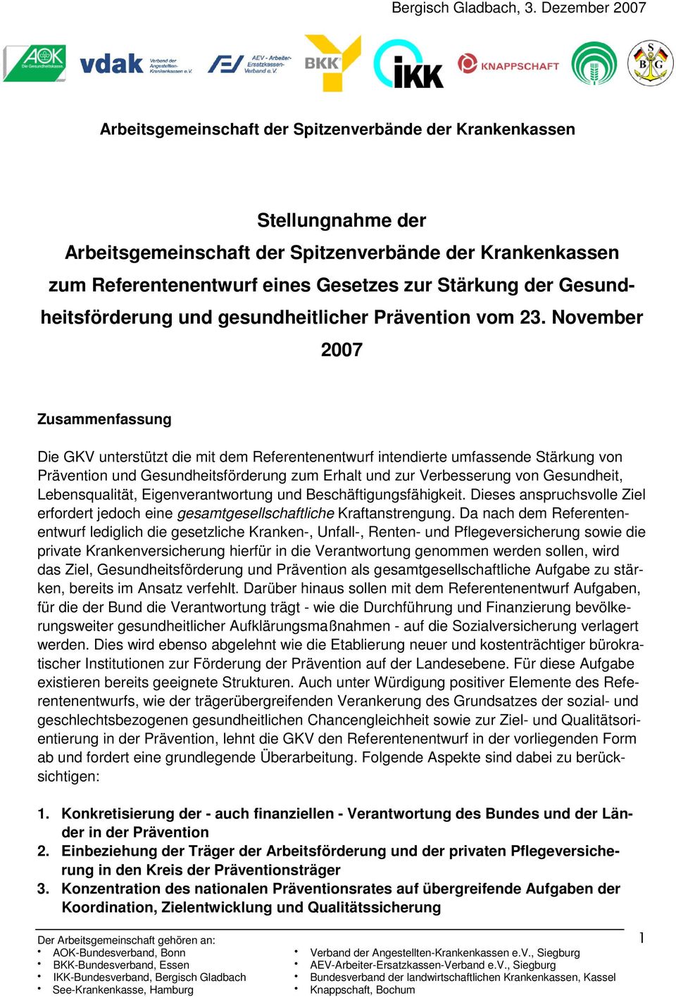 der Gesundheitsförderung und gesundheitlicher Prävention vom 23.