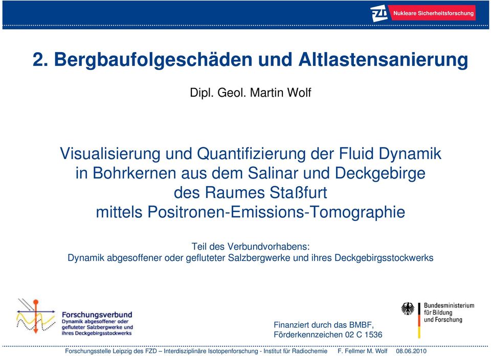 Deckgebirge des Raumes Staßfurt mittels Positronen-Emissions-Tomographie Teil des