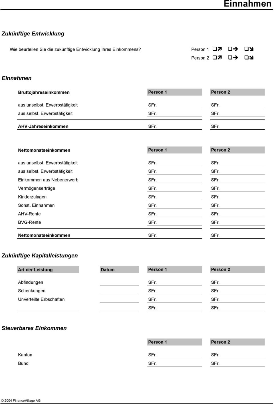 Erwerbstätigkeit AHV-Jahreseinkommen Nettomonatseinkommen aus unselbst. Erwerbstätigkeit aus selbst.