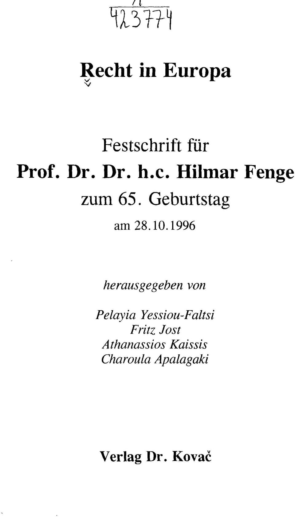 1996 herausgegeben von Pelayia Yessiou-Faltsi Fritz