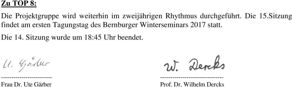 Sitzung findet am ersten Tagungstag des Bernburger Winterseminars 2017 statt.