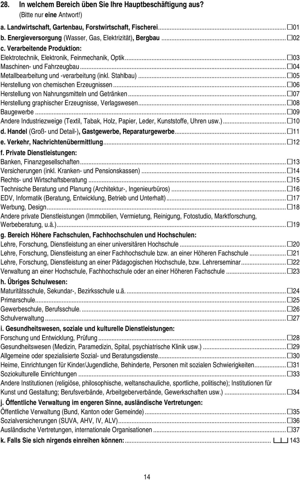 .. 04 Metallbearbeitung und -verarbeitung (inkl. Stahlbau)... 05 Herstellung von chemischen Erzeugnissen... 06 Herstellung von Nahrungsmitteln und Getränken.