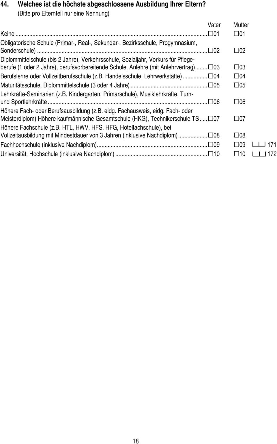 .. 02 02 Diplommittelschule (bis 2 Jahre), Verkehrsschule, Sozialjahr, Vorkurs für Pflegeberufe (1 oder 2 Jahre), berufsvorbereitende Schule, Anlehre (mit Anlehrvertrag).