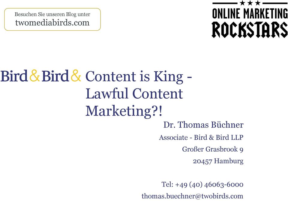 Thomas Büchner Associate - Bird & Bird LLP Großer