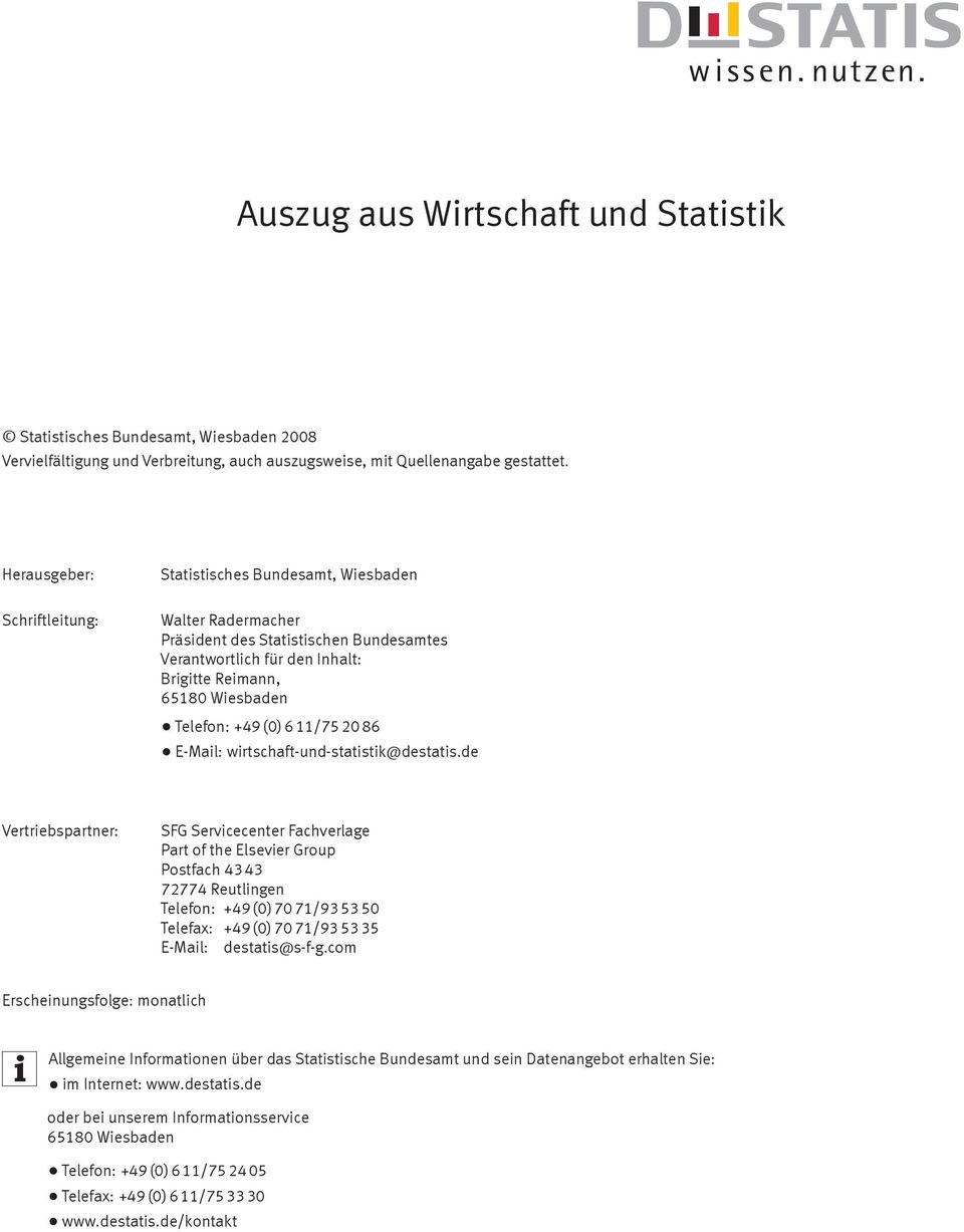 () 6 11/75 2 86 E-Mail: wirtschaft-und-statistik@destatis.