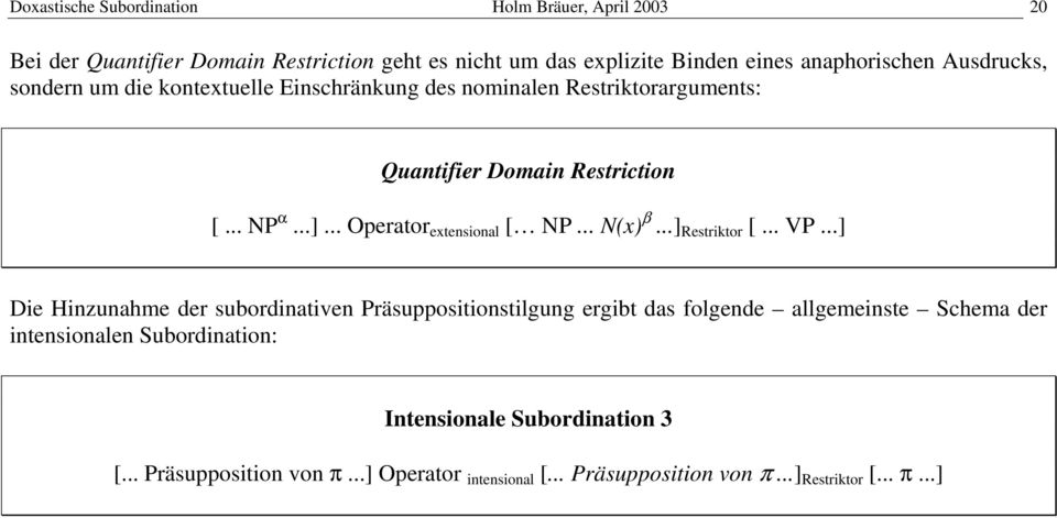 .. Operator extensional [ NP... N(x) β...] Restriktor [... VP.