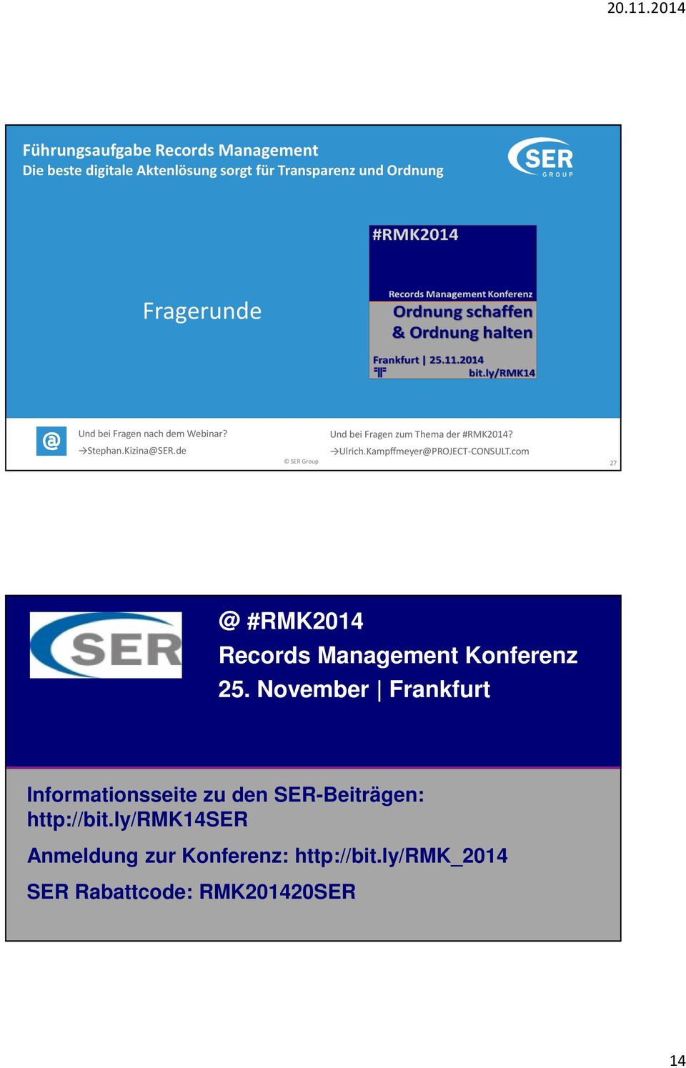 com 27 @ #RMK2014 Records Management Konferenz 25.
