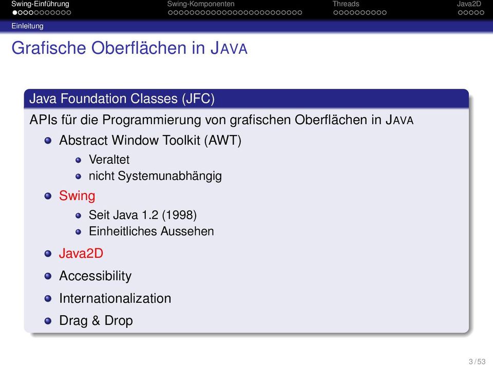 Toolkit (AWT) Swing Java2D Veraltet nicht Systemunabhängig Seit Java 1.