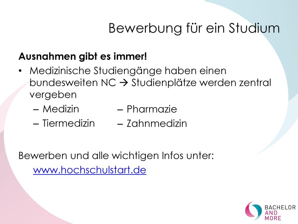 Studienplätze werden zentral vergeben Medizin Tiermedizin