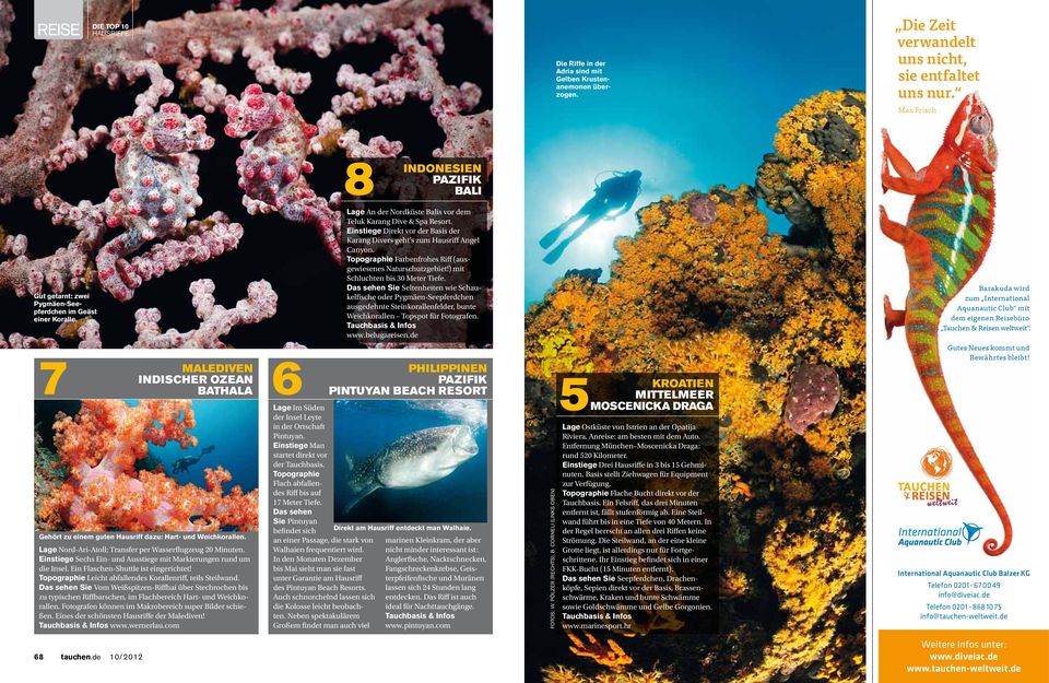 Topographie Farbenfrohes Riff (ausgewiesenes Naturschutzgebiet!) mit Schluchten bis 30 Meter Tiefe.