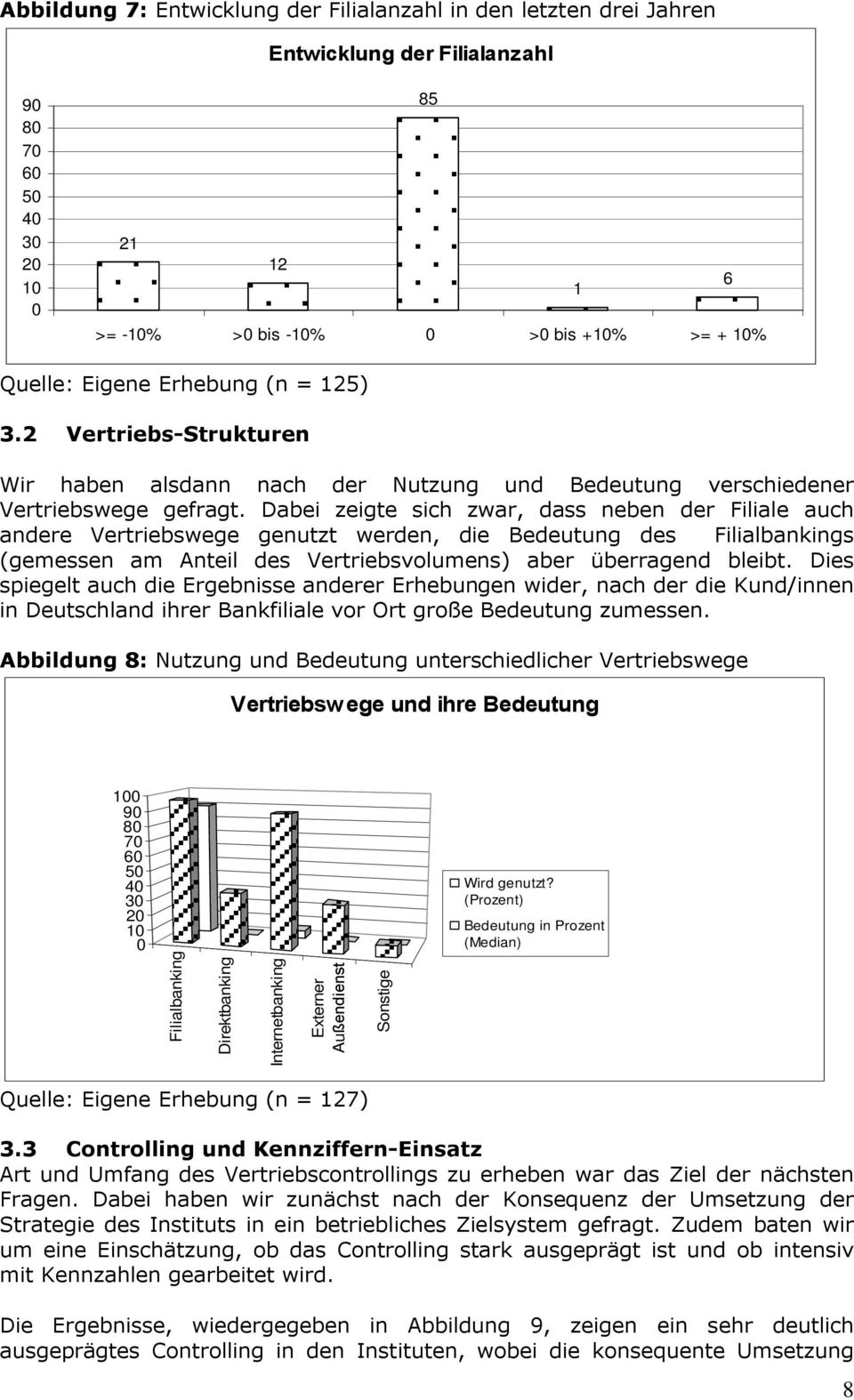 Dabei zeigte sich zwar, dass neben der Filiale auch andere Vertriebswege genutzt werden, die Bedeutung des Filialbankings (gemessen am Anteil des Vertriebsvolumens) aber überragend bleibt.