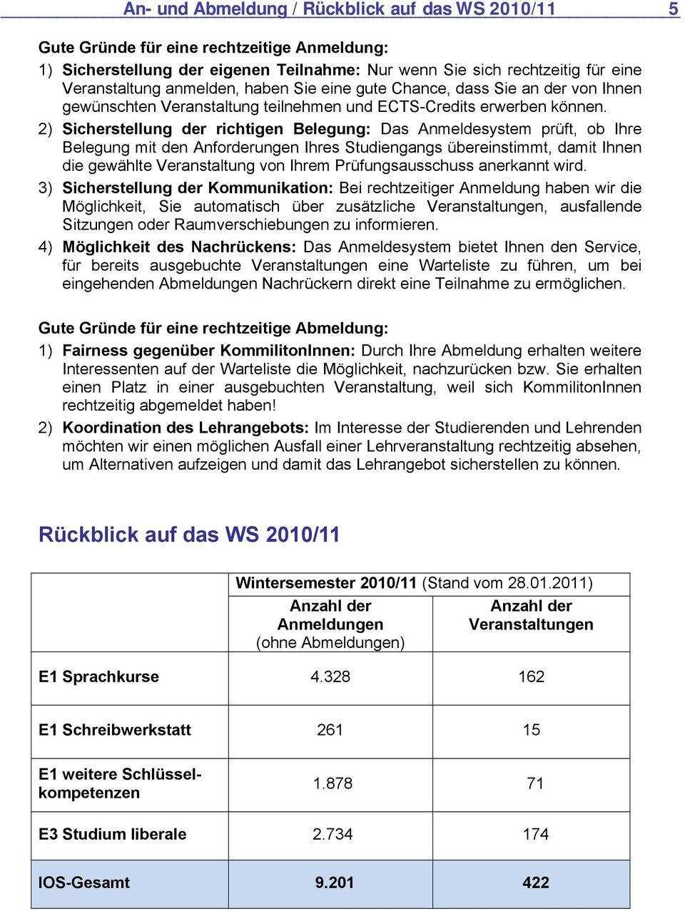 2) Sicherstellung der richtigen Belegung: Das Anmeldesystem prüft, ob Ihre Belegung mit den Anforderungen Ihres Studiengangs übereinstimmt, damit Ihnen die gewählte Veranstaltung von Ihrem