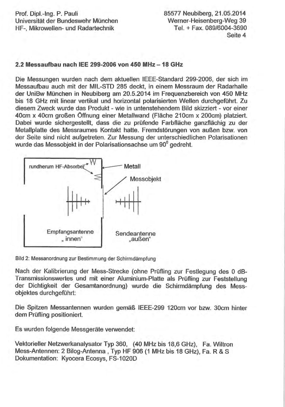 der UnBw München n Neubberg am 20.5.2014 m Frequenzberech von 450 MHz bs 18 GHz mt lnear vertkal und horzontal polarserten Wellen durchgeführt.