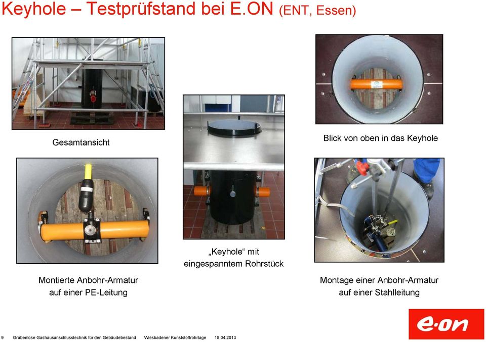 Keyhole Keyhole mit eingespanntem Rohrstück Montierte